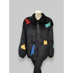 Black/Multicolor Reversible Rabbit Jacket -XL